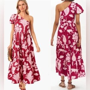 Tuckernuck Oliphant Magenta Lamu One Shoulder Maxi Dress Cotton Pink Panther L
